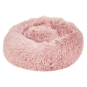 Cama Para Perro De Piel Ecológica Rosa 50 Cm Mascota Gato Suave Kulu - Rosa