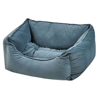 Cama Para Perro De Terciopelo Azul 50 X 35 Cm Cojín Mascota Gato Izmir - Azul