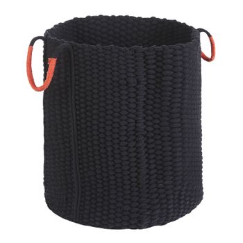 Cesta De Algodón Negro Naranja Almacenaje Ropa Sala De Estar Dormitorio Mannar - Negro