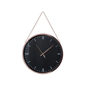 Reloj De Pared Negro Cobrizo 30 Cm Material Sintético Colgante Moderno Bezas - Negro