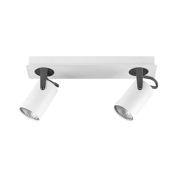 Lámpara De Techo De Metal Blanco 30 Cm 2 Focos Plafón Luz Orientable Klip - Blanco