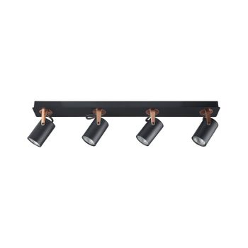 Lámpara De Techo De Metal Negro Cobrizo 62 Cm 4 Focos Plafón Luz Orientable Klip - Negro