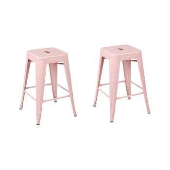 Conjunto De 2 Modernas Sillas De Comedor De Acero 60 Cm Rosa Cabrillo - Rosa