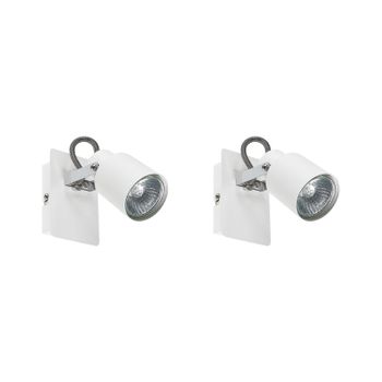 Conjunto De 2 Lámparas De Pared De Metal Blanco Brazo Articulado Bonte - Blanco