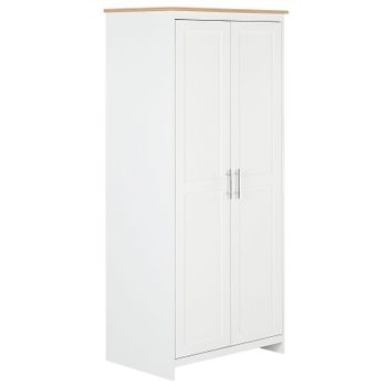 Armario Blanco Madera Clara 180 Cm Puertas Estantes Almacenaje Dormitorio Sellin - Blanco