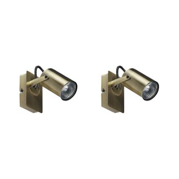 Conjunto De 2 Lámparas De Pared De Metal Latón Focos Luz Orientable Klip - Latón