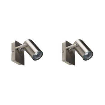 Conjunto De 2 Lámparas De Pared De Metal Plateado Focos Luz Orientable Klip - Plateado