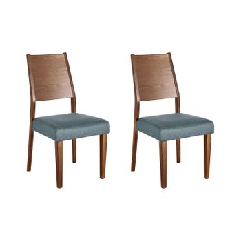 Conjunto De 2 Sillas De Madera De Caucho Oscura Gris Cojín De Asiento Elmira - Madera Oscura