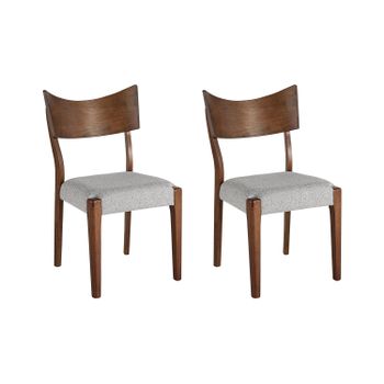 Conjunto De 2 Sillas De Madera De Caucho Oscura Gris Claro Cojín De Asiento Eden - Madera Oscura