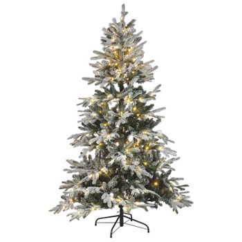 Árbol De Navidad Blanco Verde 180 Cm Nieve Artificial Preiluminado Miette - Blanco