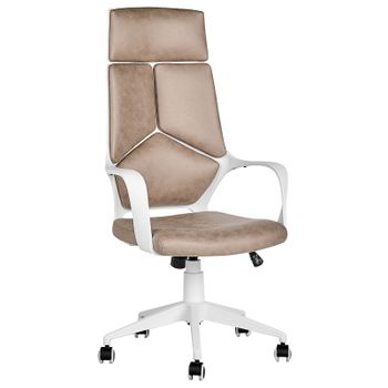 Silla De Oficina Giratoria Altura Ajustable De Poliéster Beige Arena Y Blanco Delight - Beige