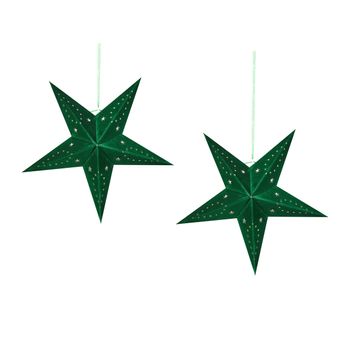 Conjunto De 2 Estrellas Led De Papel Verde Esmeralda 45 Cm Terciopelo Motti - Verde