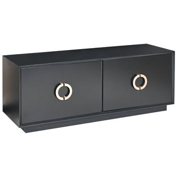 Cómoda Negro Dorado 120 X 40 Cm Mdf 4 Puertas Estantes Almacenaje Oxnard - Negro