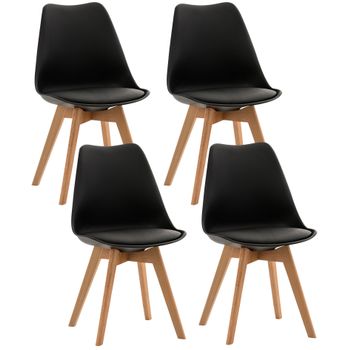 Clp Set De 4 Sillas De Comedor Linares Plástico Negro 50x49x83 Cm