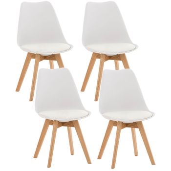 Clp Set De 4 Sillas De Comedor Linares Plástico Blanco 50x49x83 Cm