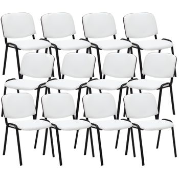 Clp Pack De 12 Sillas Confidente Ken En Simil Cuero Blanco 53x53x83 Cm