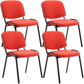 Clp Set De 4 Sillas De Reuniones Ken En Tela Rojo 53x53x83 Cm