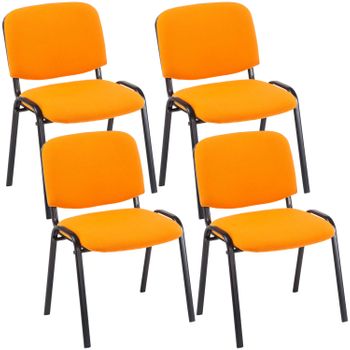 Clp Set De 4 Sillas De Reuniones Ken En Tela Naranja 53x53x83 Cm