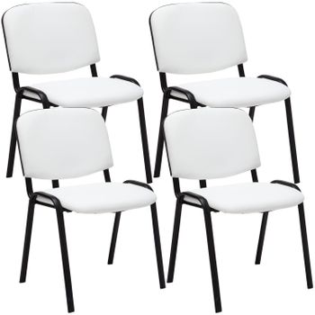 Clp Set De 4 Sillas De Reuniones Ken En Cuero Pu Simil Cuero Blanco 53x53x83 Cm