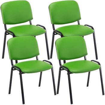 Clp Set De 4 Sillas De Reuniones Ken En Cuero Pu Simil Cuero Verde 53x53x83 Cm