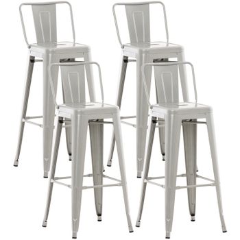 Clp Set De 4 Taburetes Mason Metálicos Metal Plateado 43x44x96 Cm