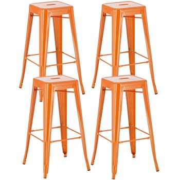 Clp Set De 4 Taburetes Joshua Metal Naranja 43x43x77 Cm