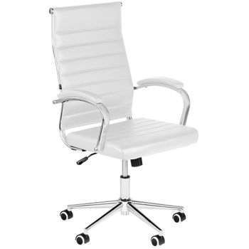 Clp Silla De Oficina Mollis En Polipiel Simil Cuero Blanco 61x56x Cm