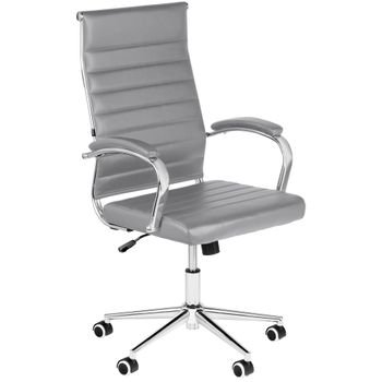 Clp Silla De Oficina Mollis En Polipiel Simil Cuero Gris 61x56x Cm