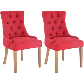 Clp Set De 2 Sillas De Comedor Aberdeen Tela Rojo 58x55x92 Cm