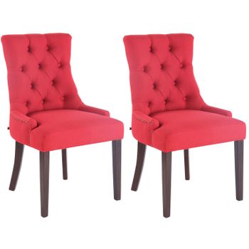 Clp Set De 2 Sillas De Comedor Aberdeen Tela Rojo 58x55x92 Cm