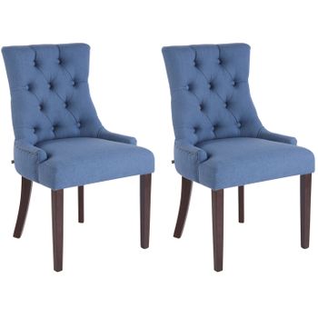 Clp Set De 2 Sillas De Comedor Aberdeen Tela Azul 58x55x92 Cm