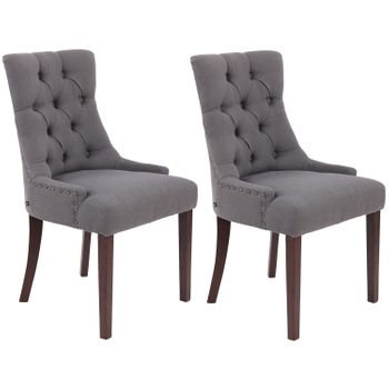 Clp Set De 2 Sillas De Comedor Aberdeen Tela Gris Oscuro 58x55x92 Cm