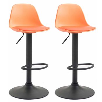 Clp Set De 2 Taburetes Kiel En Polipropileno Simil Cuero Naranja 43x39x82 Cm