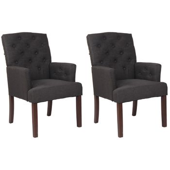 Clp Set De 2 Butacas De Salón Sugar Tela Gris Oscuro 66x66x98 Cm