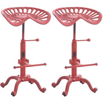 Clp Set De 2 Taburetes De Bar Butch Metal Rojo 34x44x56 Cm