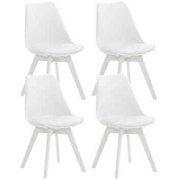 Clp Set De 4 Sillas De Comedor Linares Plástico Blanco/blanco 50x49x83 Cm