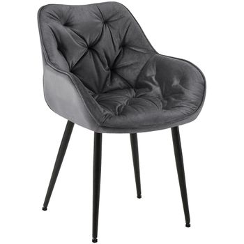 Clp Silla Tanna En Terciopelo Gris Oscuro 62x58x83 Cm