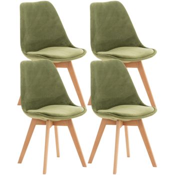 Clp Set De 4 Sillas De Comedor Linares Terciopelo Verde Claro 50x49x83 Cm