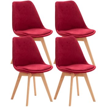 Clp Set De 4 Sillas De Comedor Linares Terciopelo Rojo 50x49x83 Cm