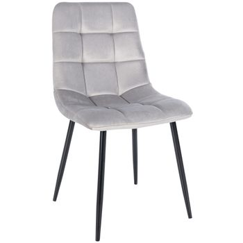 Clp Silla De Comedor Antibes Tapizada En Terciopelo Gris 55x45x84 Cm