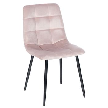 Clp Silla De Comedor Antibes Tapizada En Terciopelo Rosado 55x45x84 Cm