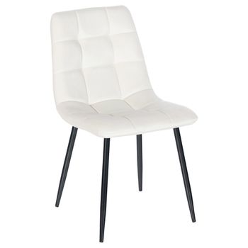 Clp Silla De Comedor Antibes Tapizada En Terciopelo Blanco Crema 55x45x84 Cm