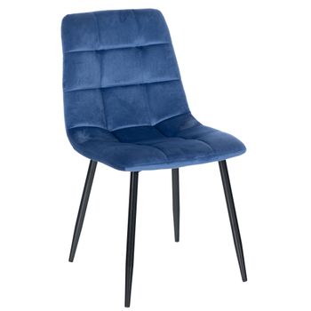 Clp Silla De Comedor Antibes Tapizada En Terciopelo Azul 55x45x84 Cm