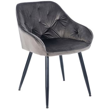 Clp Silla Para Salón Cassis En Terciopelo Gris Oscuro 58x56x81 Cm