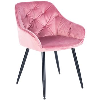 Clp Silla Para Salón Cassis En Terciopelo Rosa 58x56x81 Cm