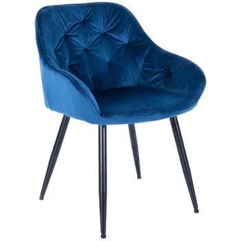 Clp Silla Para Salón Cassis En Terciopelo Azul 58x56x81 Cm