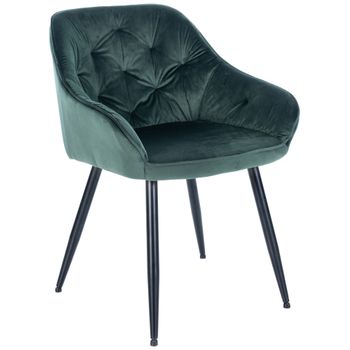 Clp Silla Para Salón Cassis En Terciopelo Verde 58x56x81 Cm