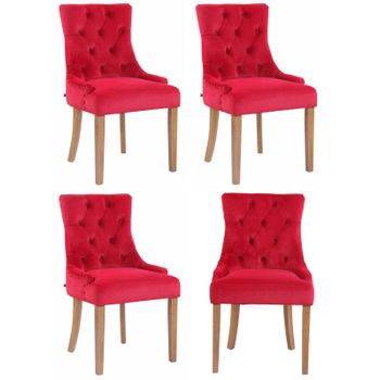 Clp Juego De 4 Sillas De Comedor Aberdeen En Terciopelo Rojo 58x55x92 Cm