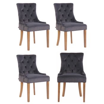 Clp Juego De 4 Sillas De Comedor Aberdeen En Terciopelo Gris Oscuro 58x55x92 Cm