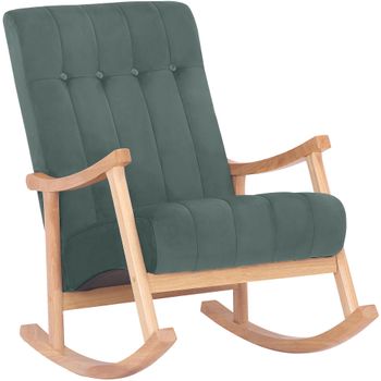 Clp Silla Mecedora Saltillo En Terciopelo Natural / Verde 92x62x98 Cm